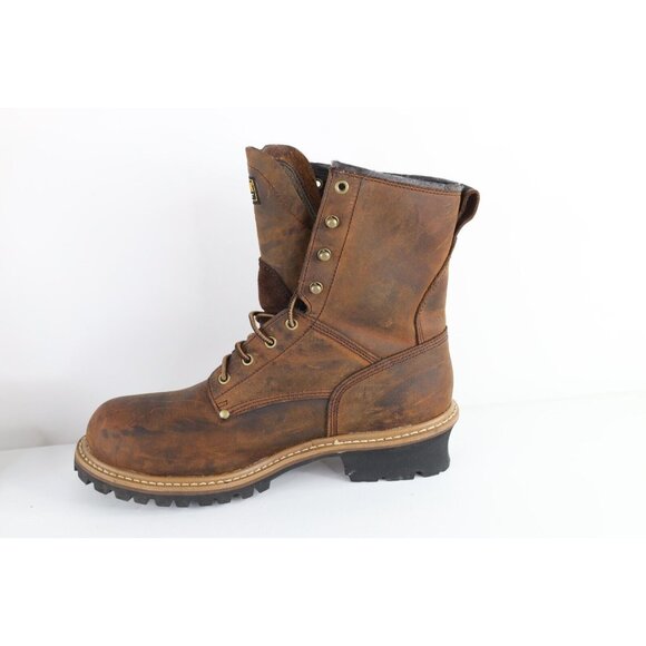 Vintage 90s Carolina Boots Mens 11.5 2E Waterproof Leather Logger Boots Brown